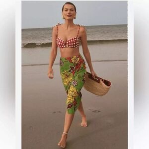 NEW RHODE Julian Pencil Skirt Green Floral Midi Size 2